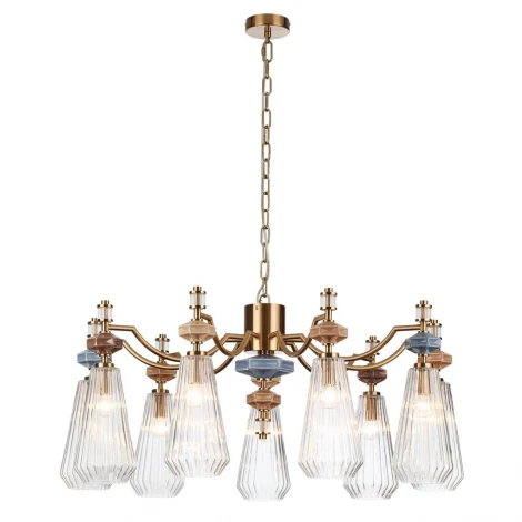 Подвесная люстра Odeon Light Terra 5414/9 античная бронза/терракот/синий/бежевый/коричневый/металл/керамика E14 9*40W