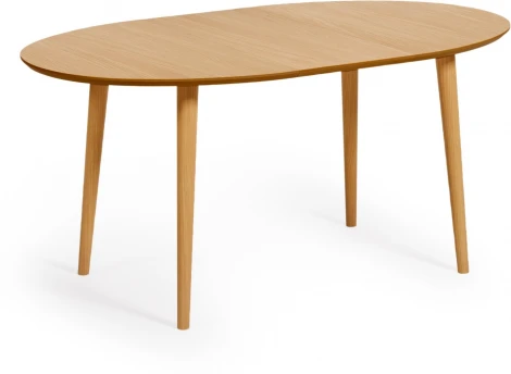 Раздвижной стол Oakland из МДФ с дубовым шпоном и ножками из массива каучука Ø120(200)x90 см La Forma (ex Julia Grup) арт.114617