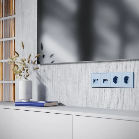 Накладка для розетки TV+RJ45 кат. 6 (деним) Voltum S70 VLS002715