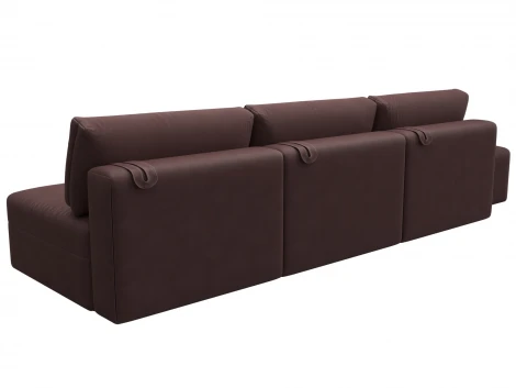 Диван прямой модульный с пуфом Лига-060 НПБ Лонг (ЛДСП,Брус,Фанера/Пластик/Замша/Бордовый) Лига Диванов 129484