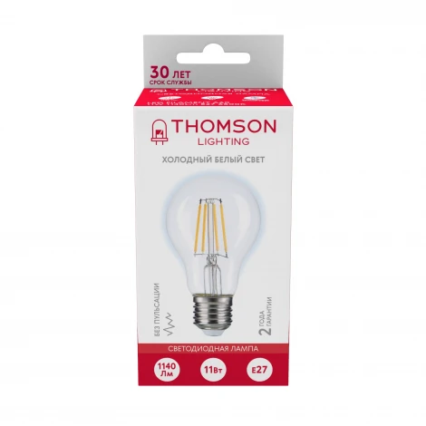 Лампочка светодиодная филаментная прозрачная груша E27 11W Thomson A60 TH-B2332