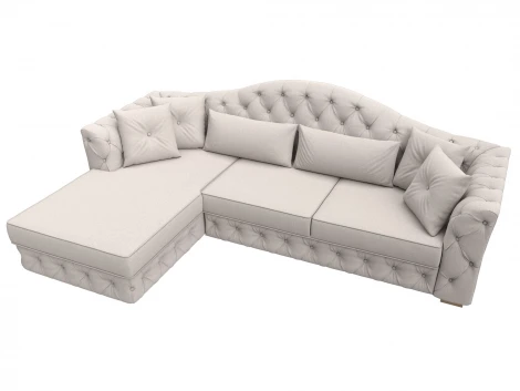 Диван угловой Артис левый угол (Брус,Рейка/Пластик/Замша/Бежевый) Лига Диванов 128042L