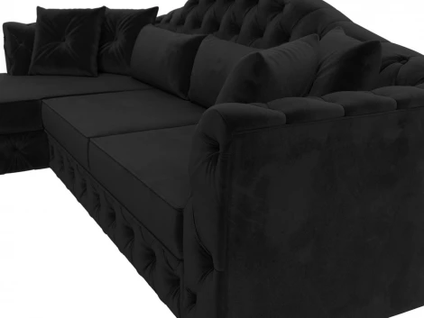 Диван угловой Артис левый угол (Черный/Велюр) Лига Диванов арт.121581L