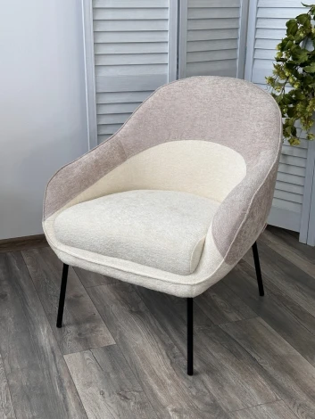 Кресло M-City SION 3018-01 белый / 3018-10 бежевый, шенилл / черный каркас