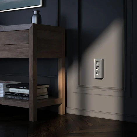 Розетка тройная с заземлением и шторками (графит рифленый) Werkel W5073104 (a052595)