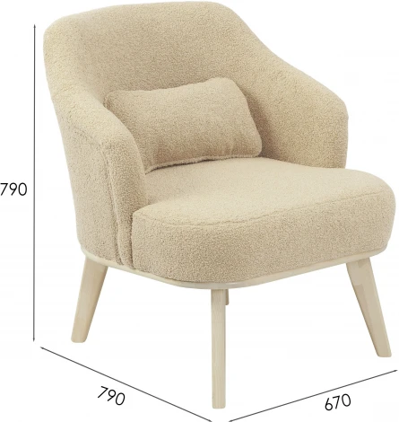 Кресло Комфорт 5 ткань барни крем, каркас лак Mebelik арт.009288