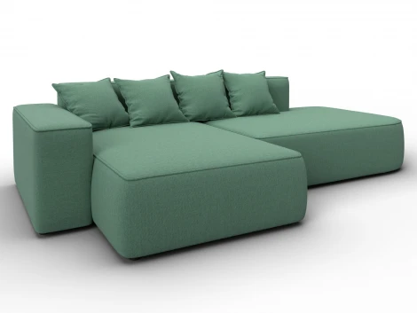 Диван угловой Лига-065 угол левый (ДСП/Пластик/Рогожка/Зеленый) Лига Диванов 129801L