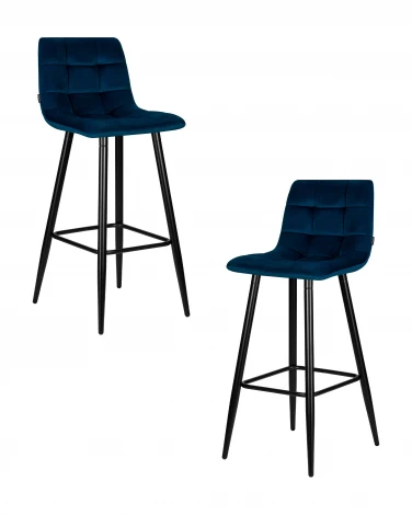 Набор 2 шт стул барный DOBRIN NICOLE (черные матовые ножки, темно-синий велюр (108-95))