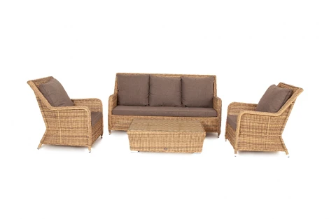 Лаунж-зона из искусственного ротанга, цвет соломенный 4SIS Гляссе GS3C2T-4-SET