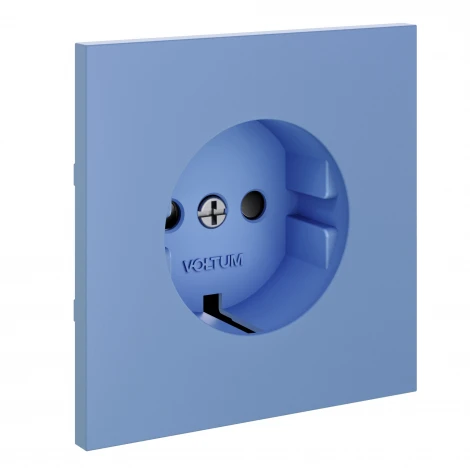 Накладка для розетки с заземлением и защитными шторками (деним) Voltum S70 VLS000715