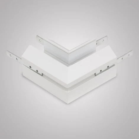 Угловой соединитель горизонтальный для шинопровода с закладным профилем белый для натяжного потолка ПВХ 48V AM Group MAGNET AM538 WH