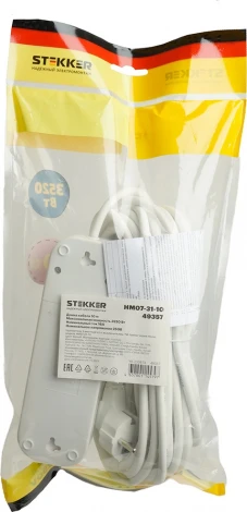 Удлинитель 3-х местный 10 метров с заземлением Stekker Home 49357