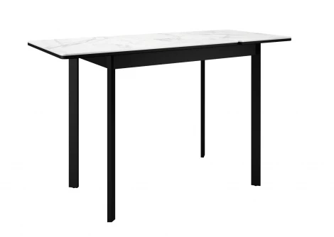 Стол DikLine LK90 Керамика Белый мрамор/подстолье черное/опоры черные арт.00-00073913