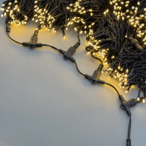 Комплект 5 тепло-белых нитей по 20м, 1000 LED, провод черный каучук 2,3мм, IP54 Laitcom ECO1000-11-1WW