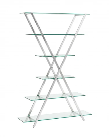 Стеллаж Гейт прозрачное стекло сталь серебро УТ000036349