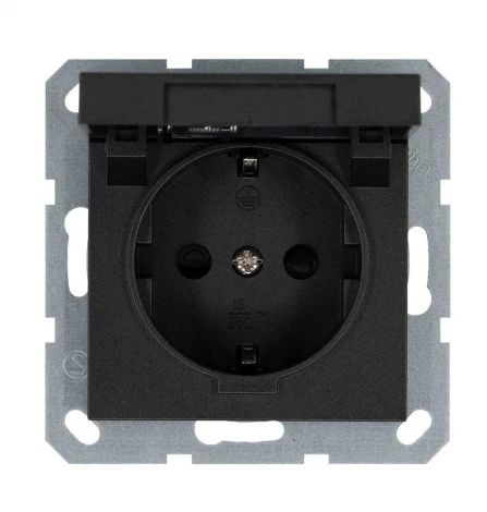 Розетка с защитной крышкой и шторками (антрацит) Jasmart G-Classic G5505B