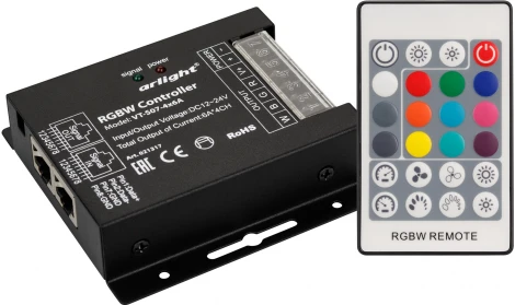 Контроллер VT-S07-4x6A (12-24V, ПДУ 24 кн, RF) (IP20 Металл) 021317 Arlight