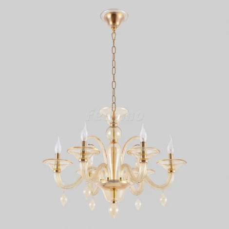 Люстра подвесная Crystal Lux Caetano, 6 ламп, золото с янтарным