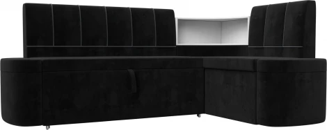 Диван кухонный угловой Тефида правый угол (Черный,Серый/Велюр) Лига Диванов арт.126144