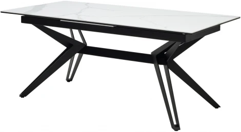 Стол URBINO 180 MATTE STATUARIO Белый мрамор матовый, керамика/ черный каркас М-City