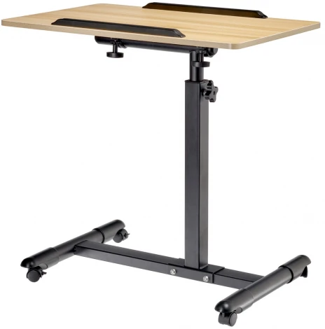 Стол многофункциональный на колёсах, 60x40 см, «РОЛЛИНГ»1 ножка, регул.высота, наклон столешницы, ограничит., мдф, металл, св.дерево, черный Bradex Home РОЛЛИНГ TD 0783