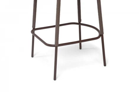 "Марсель" стул барный плетеный из роупа, каркас из стали коричневый (RAL8016) муар, роуп коричневый круглый, ткань темно-серая 027 NEW 4SIS MAR-BCH-st002 RAL8016 Mua brown(D-gray027)