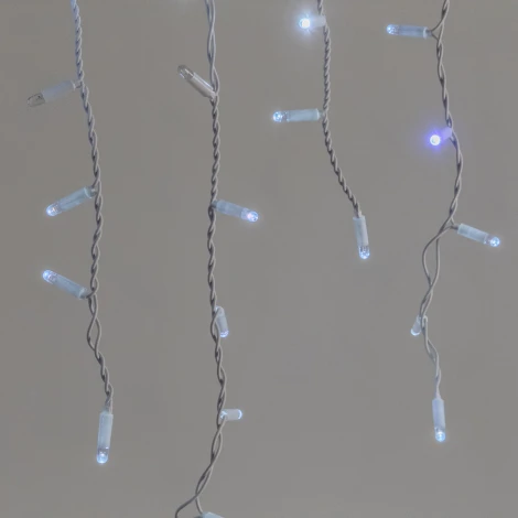 Гирлянда Бахрома 3,1 x 0,5 м белая с мерцанием белого диода 220В, 120 LED, провод белый каучук 2,3мм, IP65 Laitcom ECO120BLW-8-2W