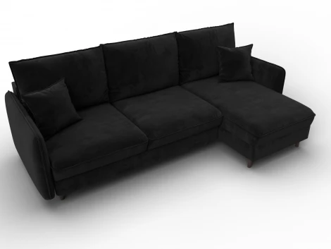 Диван угловой Лига-064 НПБ угол универсальный (ДСП/Дерево/Велюр/Черный) Лига Диванов 134774