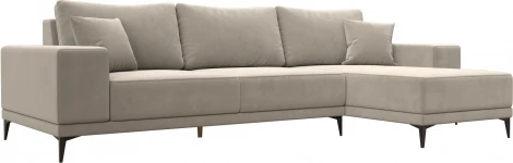 Диван угловой Льюес правый (Бежевый/Микровельвет) Лига Диванов арт.122402