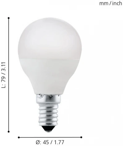 Лампочка светодиодная E14 4W 220V 320 lm 4000K Eglo Lm_led_e14 10759