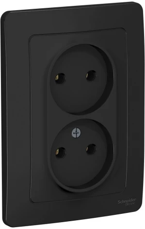 Розетка встраиваемая двойная без заземления (антрацит) Systeme Electric Blanca BLNRS000026