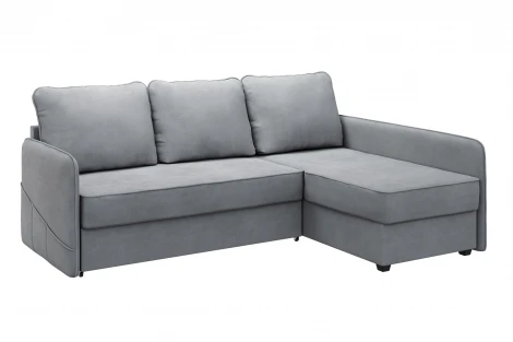 Диван тканевый угловой серый, угол правый D1 Слим AAA41521001 Velutto 12