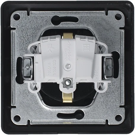 Розетка встраиваемая с заземлением и крышкой (антрацит) IP44 Systeme Electric Glossa GSL000748
