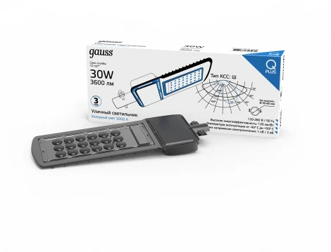 Уличный консольный светильник Gauss Qplus 629535330 (LED, 220V, IP65)