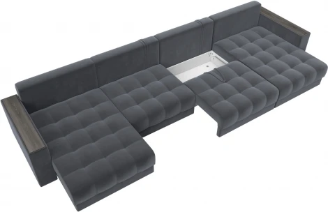 Диван П-образный с декором Лига-049 НПБ Лонг Лига Диванов (Велюр) арт.128560