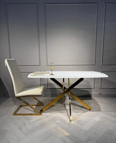 Стол обеденный IST-CASA Элис Рэк BS1803-140WT,140х80х76 см, белый/золото