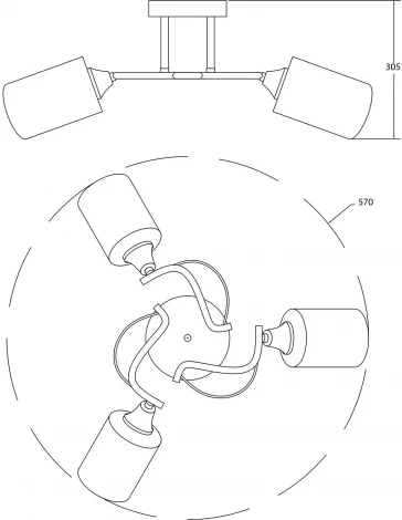 Люстра потолочная на штанге Alfie 1141/3P E27*60W Chrome/Black