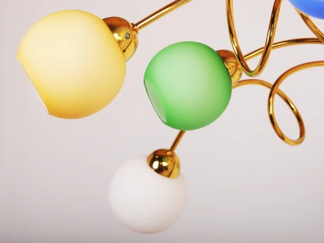 Потолочная люстра на штанге 111P10GO-211 (для детской, 220V, шарики)