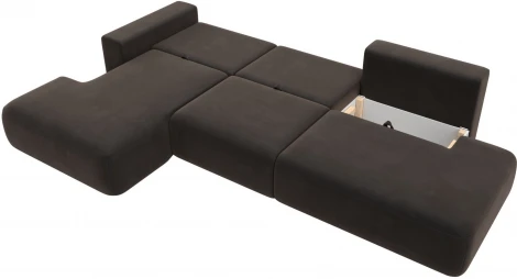 Диван угловой Лига-036 НПБ Модерн Лонг левый угол (Коричневый/Велюр) Лига Диванов арт.121428L