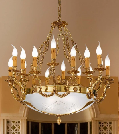 Подвесная большая люстра Nervilamp 231 231/18+3 (220V, на цепи, подсвечник, свеча)