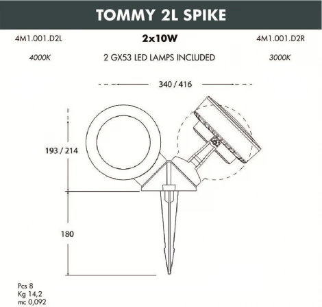 Грунтовый светильник Fumagalli Tommy 4M1.001.000.WXD2L (220V, IP66)
