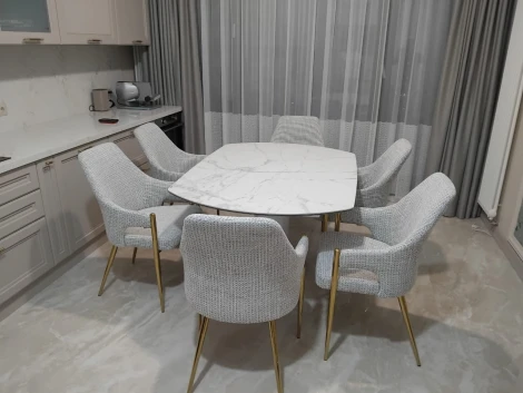 Стол обеденный IST-CASA раскладной Атриум-2 MC3035-140W, 140(30+30)х100х77 см, белая керамика