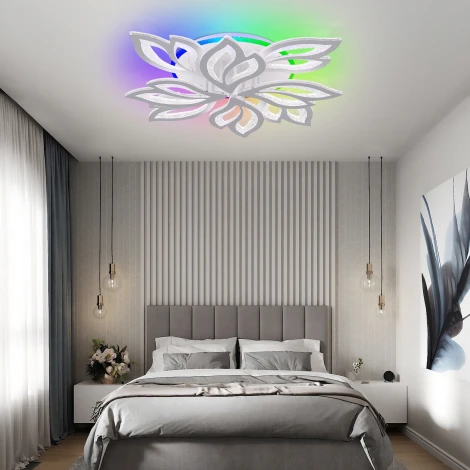 Потолочная люстра Natali Kovaltseva Sand LED LAMPS 81336 160W, белый, LED с RGB подсветкой (220V, пульт управления, управление смартфоном, цветы)