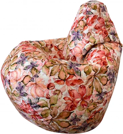 Кресло Мешок Груша Цветы Оранжевые (XL, Классический) Велюр арт.5037221