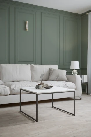 Стол журнальный Овер белый мрамор/черный от фабрики Mebelik