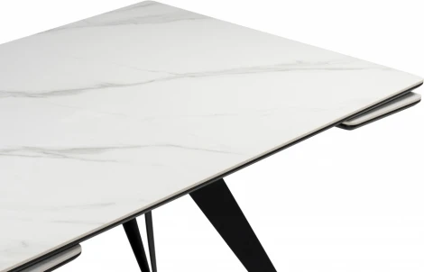 Керамический стол Notta Дарвин 140(200)х80 белый мрамор snow white / черный арт.612179