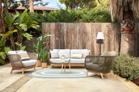 Кресло из ротанга La Forma (ex Julia Grup) Catalina (Серый,Зеленый/ Акация,Веревка,Пена,Алюминий)