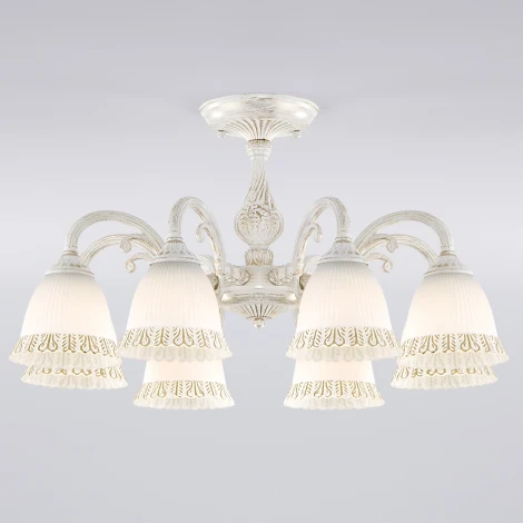 Потолочная люстра на штанге Eurosvet Campina 60107/8 белый с золотом (220V)