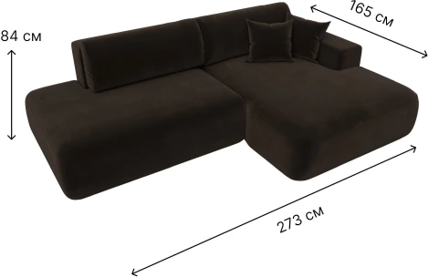 Диван угловой Лига-036 НПБ Модерн правый угол (Коричневый/Микровельвет) Лига Диванов арт.121400
