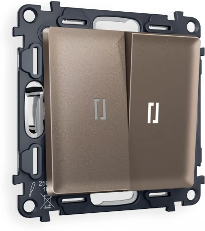 Комплект механизма Ambrella Volt 2-клавишного проходного выключателя с подсветкой 5600K ALFA MA634035 Темная бронза матовый QUANT